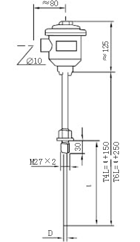 M27×2固定螺紋隔爆鎧裝熱電阻型號(hào)規(guī)格